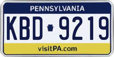 PA license plate KBD9219