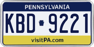 PA license plate KBD9221