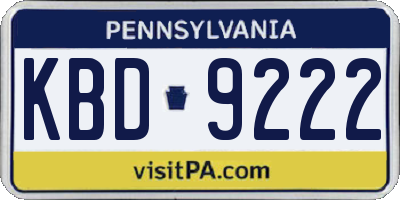 PA license plate KBD9222