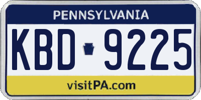 PA license plate KBD9225