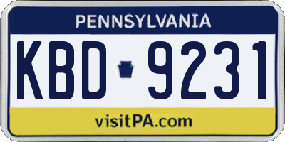PA license plate KBD9231