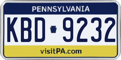 PA license plate KBD9232