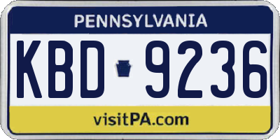 PA license plate KBD9236