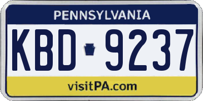 PA license plate KBD9237