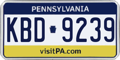 PA license plate KBD9239