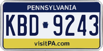 PA license plate KBD9243