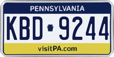 PA license plate KBD9244