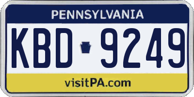 PA license plate KBD9249