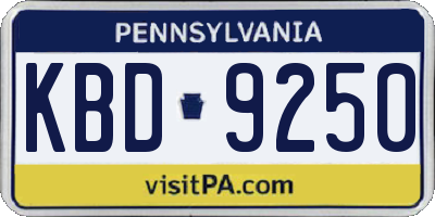 PA license plate KBD9250