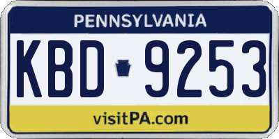 PA license plate KBD9253