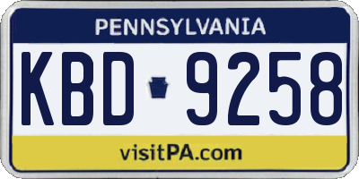 PA license plate KBD9258