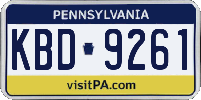 PA license plate KBD9261
