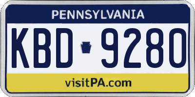 PA license plate KBD9280