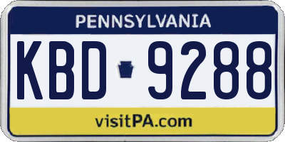 PA license plate KBD9288