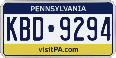 PA license plate KBD9294