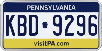 PA license plate KBD9296