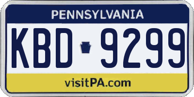 PA license plate KBD9299