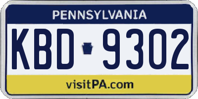 PA license plate KBD9302