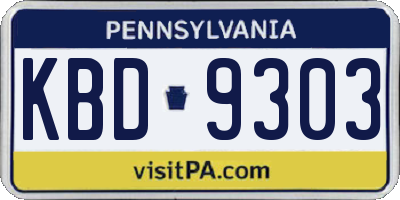 PA license plate KBD9303