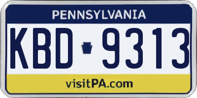 PA license plate KBD9313