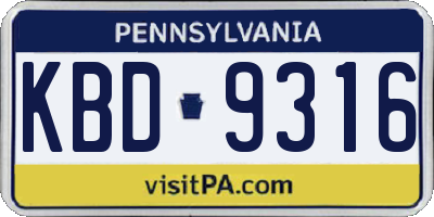 PA license plate KBD9316