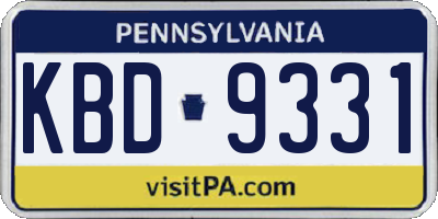 PA license plate KBD9331