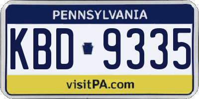 PA license plate KBD9335