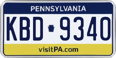 PA license plate KBD9340