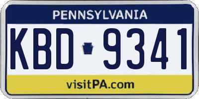 PA license plate KBD9341