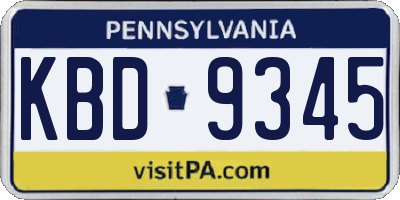 PA license plate KBD9345