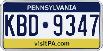 PA license plate KBD9347
