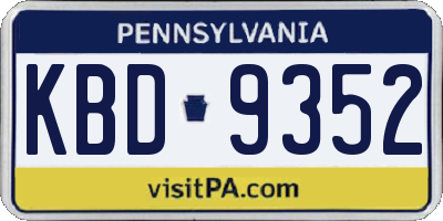PA license plate KBD9352