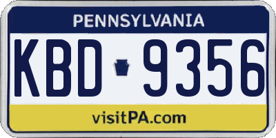 PA license plate KBD9356