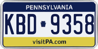PA license plate KBD9358