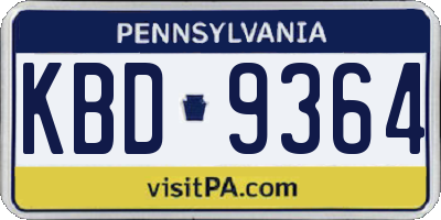 PA license plate KBD9364