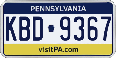 PA license plate KBD9367