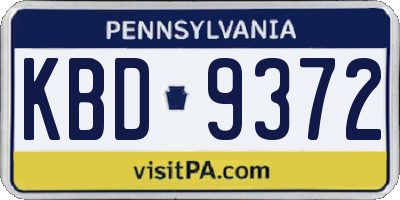 PA license plate KBD9372