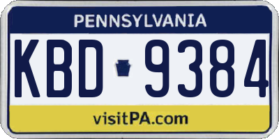 PA license plate KBD9384