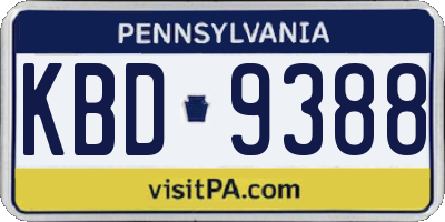 PA license plate KBD9388