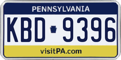 PA license plate KBD9396