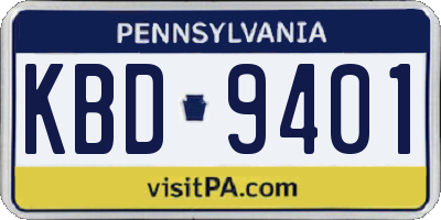 PA license plate KBD9401