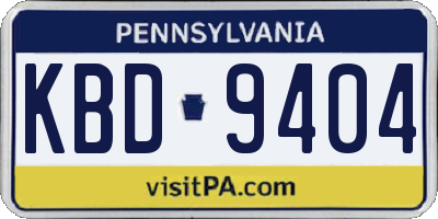 PA license plate KBD9404