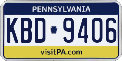 PA license plate KBD9406