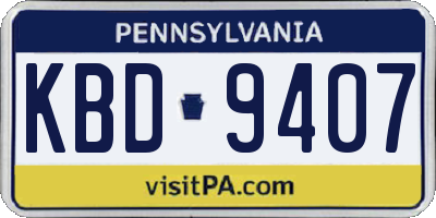PA license plate KBD9407