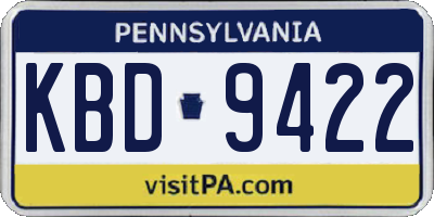 PA license plate KBD9422