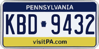 PA license plate KBD9432