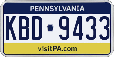 PA license plate KBD9433