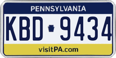 PA license plate KBD9434