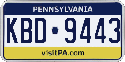 PA license plate KBD9443