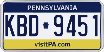 PA license plate KBD9451